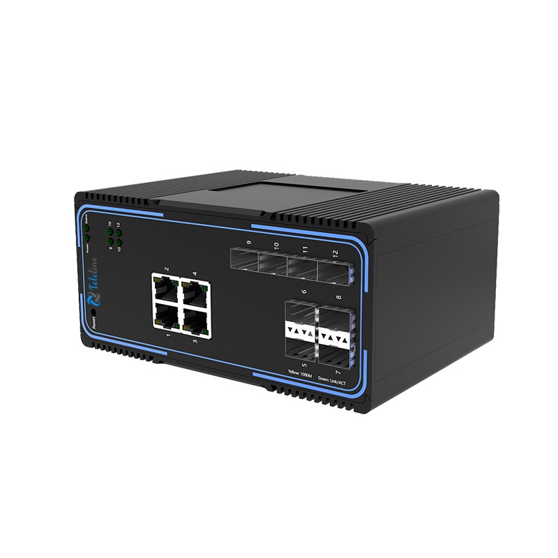 TLM505-4GT8GS 4 Ports 10/100/1000MBase and 8 SFP Slots Managed Industrial Switch