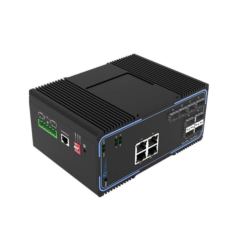 TLM505-4GT8GS 4 Ports 10/100/1000MBase and 8 SFP Slots Managed Industrial Switch