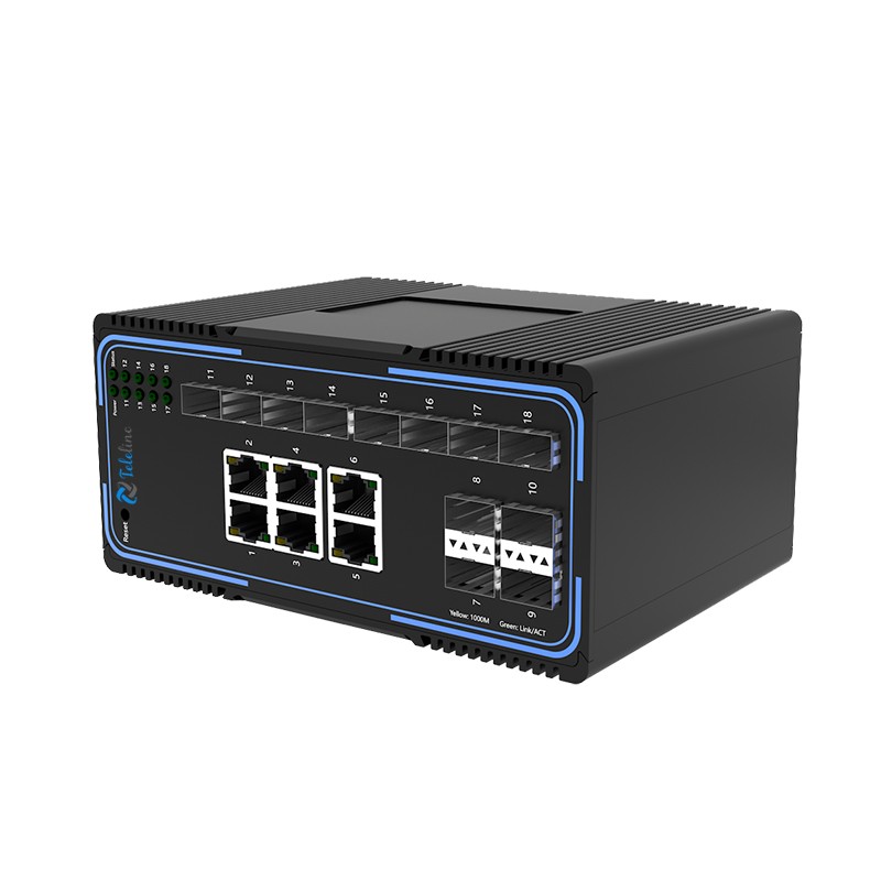 TLM505-6GT12GS 6 Ports 10/100/1000MBase and 12 SFP Slots Managed Industrial Switch